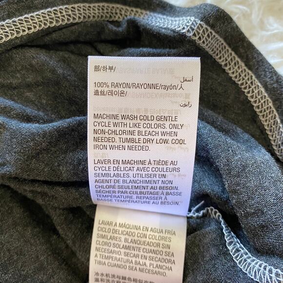 NWT INC Long Sleeve Cold Shoulder Top Gray & Black Color Block Size XS - Picture 5 of 9